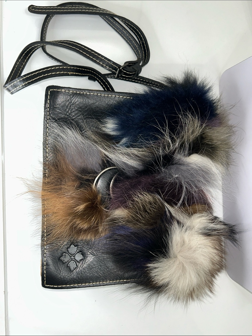 NWOT Patricia Nash Italian Leather & Rabbit Fur Shoulder Bag & Wristlet Set